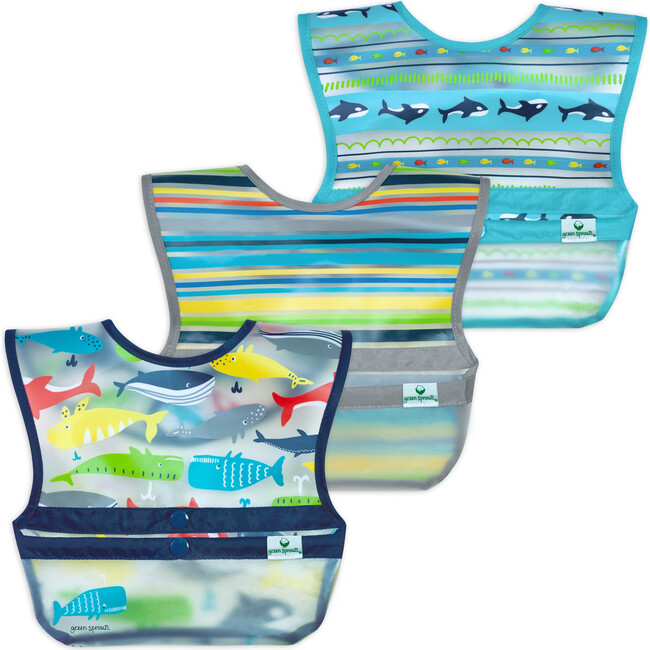 Wipe-off Bib & Sprout Ware Cup Set, Aqua - Bibs - 3
