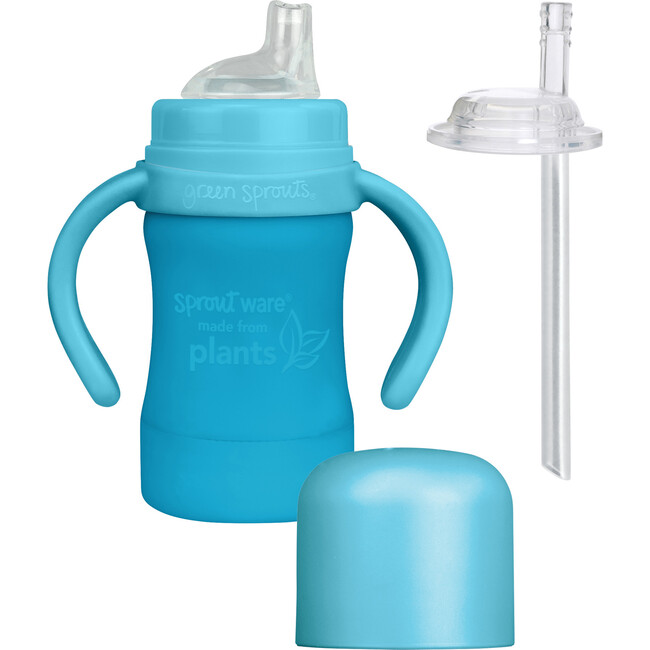 Stay-dry Toddler Bib & Sprout Ware Cup Set, Aqua - Bibs - 3