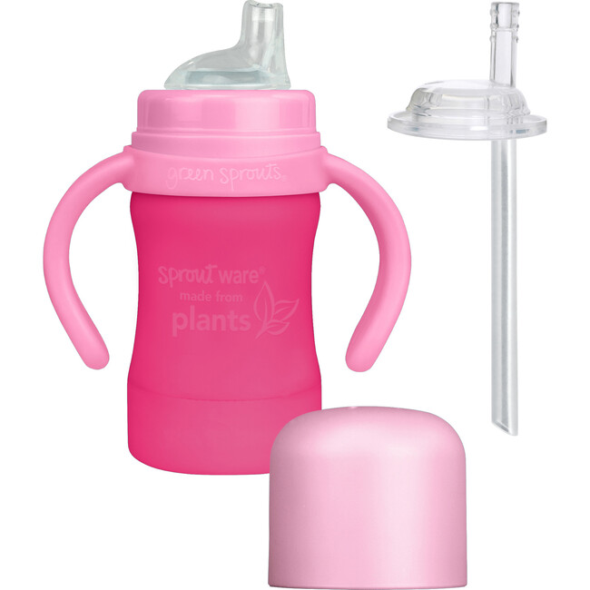 Stay-dry Toddler Bib & Sprout Ware Cup Set, Pink - Bibs - 3