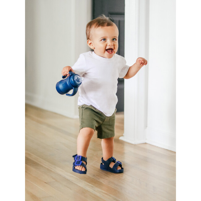 Stay-dry Toddler Bib & Sprout Ware Cup Set, Navy - Bibs - 4