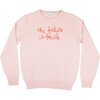 Womens Peony Crewneck, Red Embroidered "the future is female" - Sweaters - 1 - thumbnail
