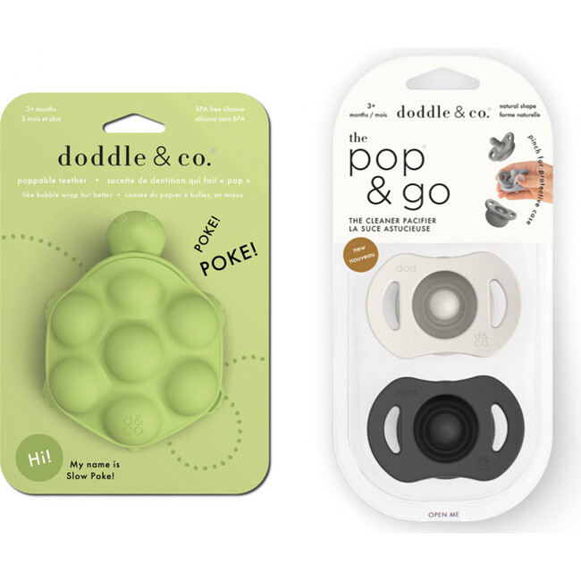 *Exclusive* Turtle Teether and Cream+Coal Pop & Go Pacifier, Green - Teethers - 1