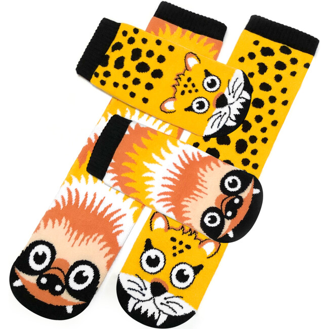 Sloth & Cheetah, Mismatched Socks Set, Kid & Adult Bundle