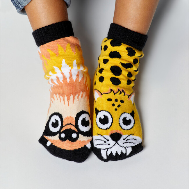 Sloth & Cheetah, Mismatched Socks Set, Kid & Adult Bundle
