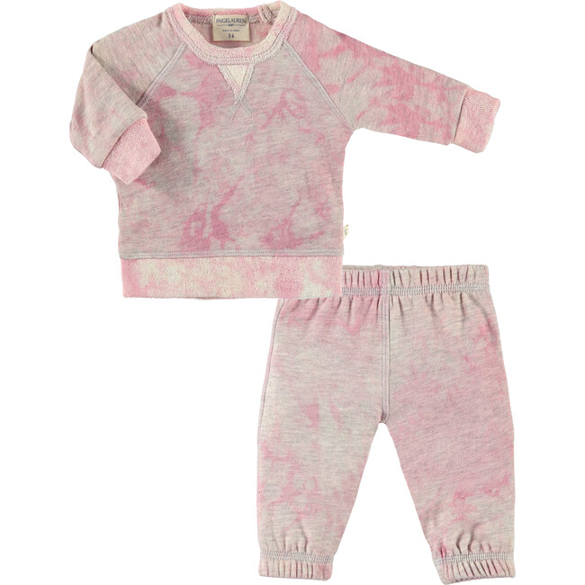 Baby Peace & Love Loungewear Set, Heather Grey Pink