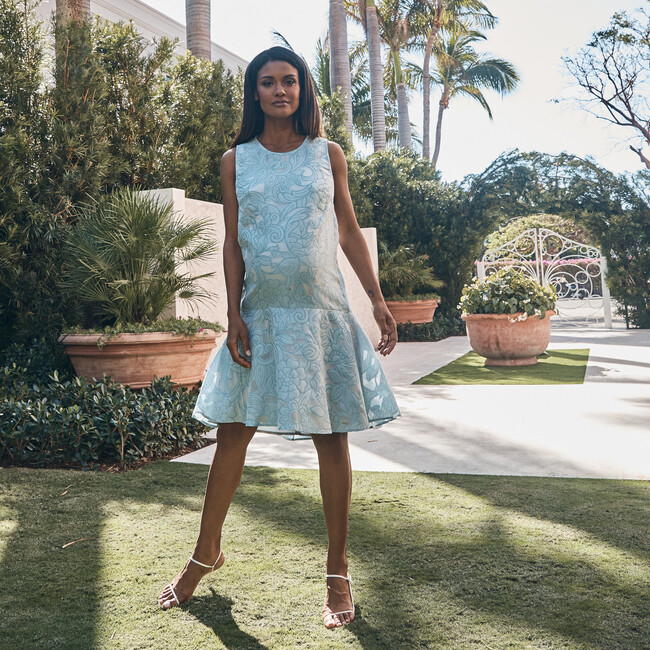 Women's Drop Waist Shift Dress, Cerulean Light Blue - Dresses - 2