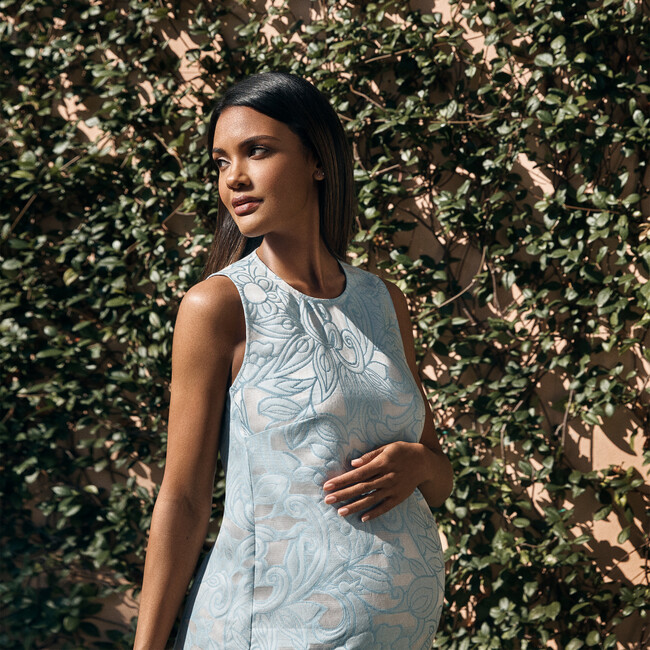 Women's Drop Waist Shift Dress, Cerulean Light Blue - Dresses - 3