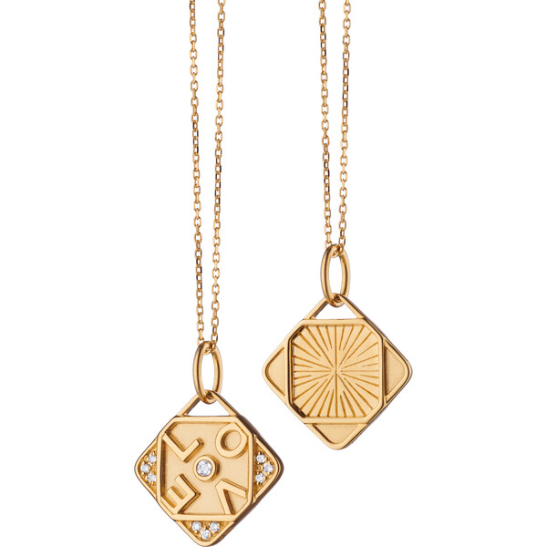 18K Yellow Gold Mini "Love" Charm with Diamonds Monica Rich Kosann
