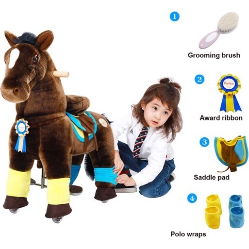 Chocolate Brown Horse with Accessories, Small - Ride-On - 2