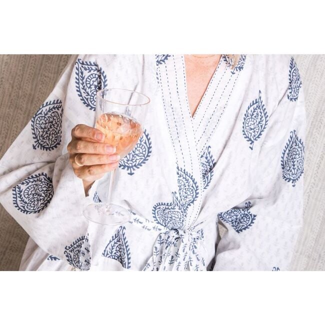 Block-Printed Cotton Women's Robe, Fort - Robes - 5