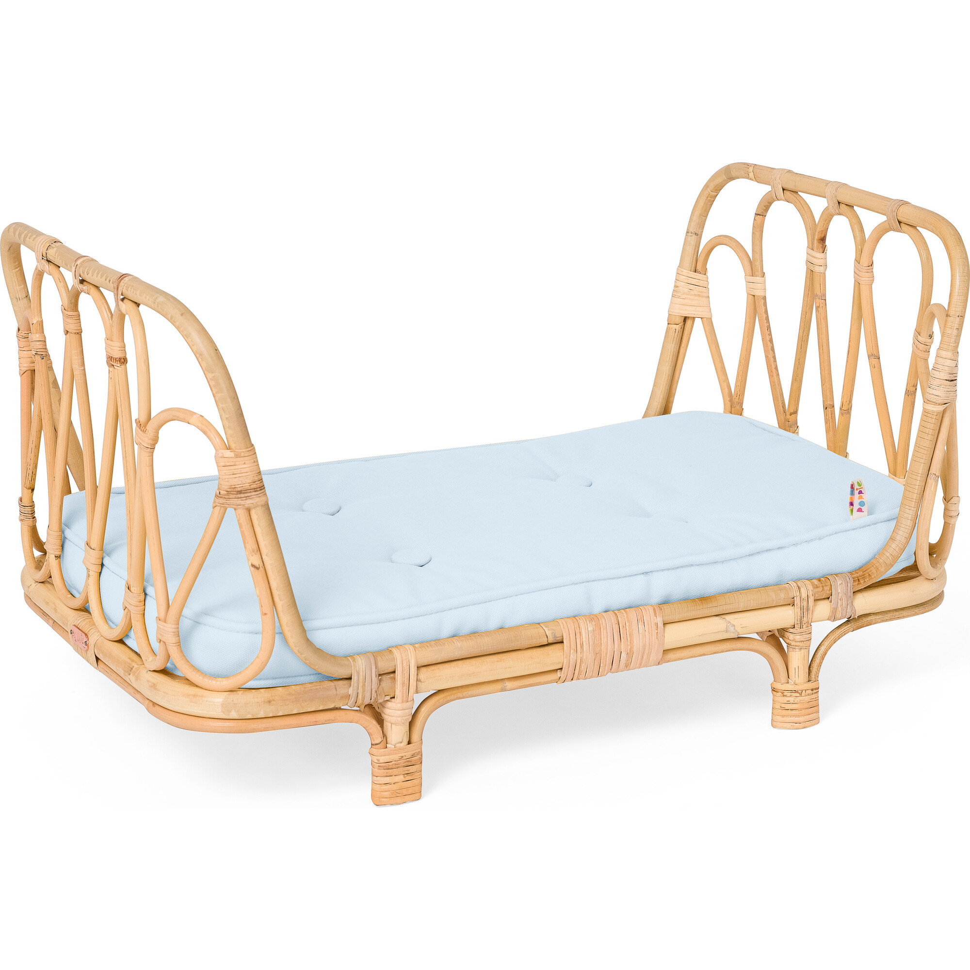 Rattan Doll Day Bed, Natural/Blue - Dollhouses - 1