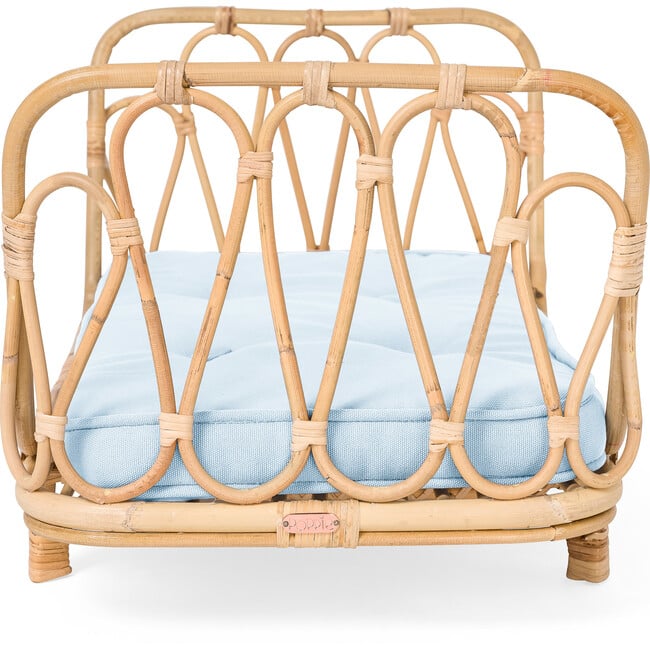 Rattan Doll Day Bed, Natural/Blue - Dollhouses - 3