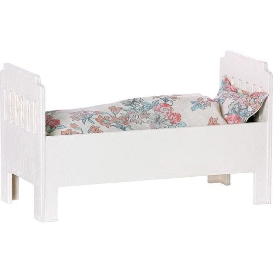 Small White Doll Bed + Bedding - Dollhouses - 1
