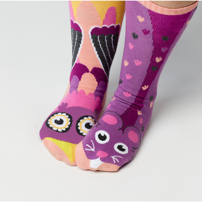 Owl & Mouse, Mismatched Socks Set, Kid & Adult Bundle