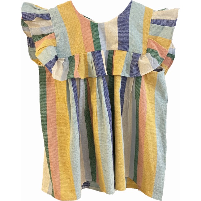 Women's Ruffle Bib Blouse, Rainbow - Blouses - 1