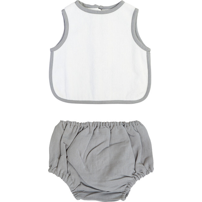 Mealtime Gift Set, Summer Grey Linen - Bibs - 1