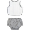 Mealtime Gift Set, Summer Grey Linen - Bibs - 1 - thumbnail