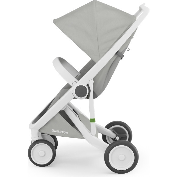Greentom Classic Stroller, White Frame, Grey Fabric - Single Strollers - 2