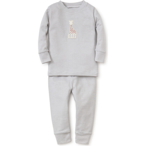 Sophie La Girafe Stripe Pajamas, Grey - Kissy Kissy Sleepwear | Maisonette