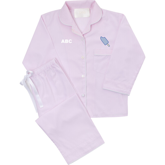 Monogrammable Classic Collar Pajama Set, Pale Pink - Pajamas - 1