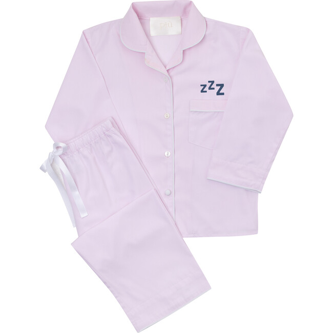 Monogrammable Classic Collar Pajama Set, Pale Pink - Pajamas - 7