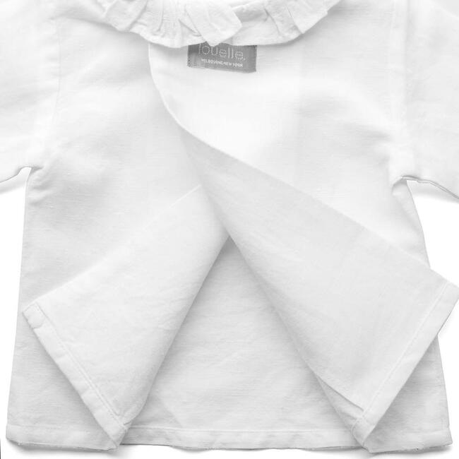 Double Button Blouse, White Linen - Blouses - 3