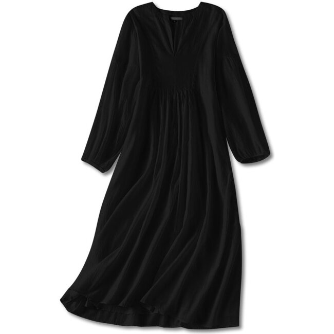 Brush-Stroked Women's Bohemian Dress, Black