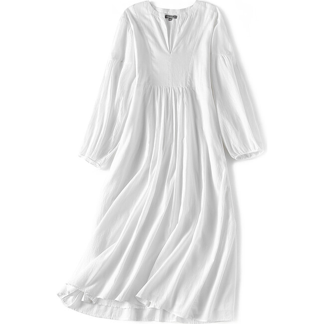 Brush-Stroked Women's Bohemian Dress, White