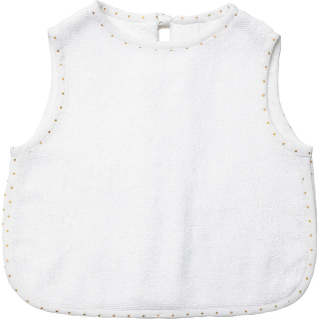 Apron Bib, Gold Spot & White Linen