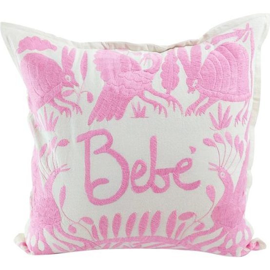 Embroidered Bebe Pillow, Pink