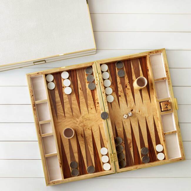 Shagreen Backgammon Set, Cream - Board Games - 3