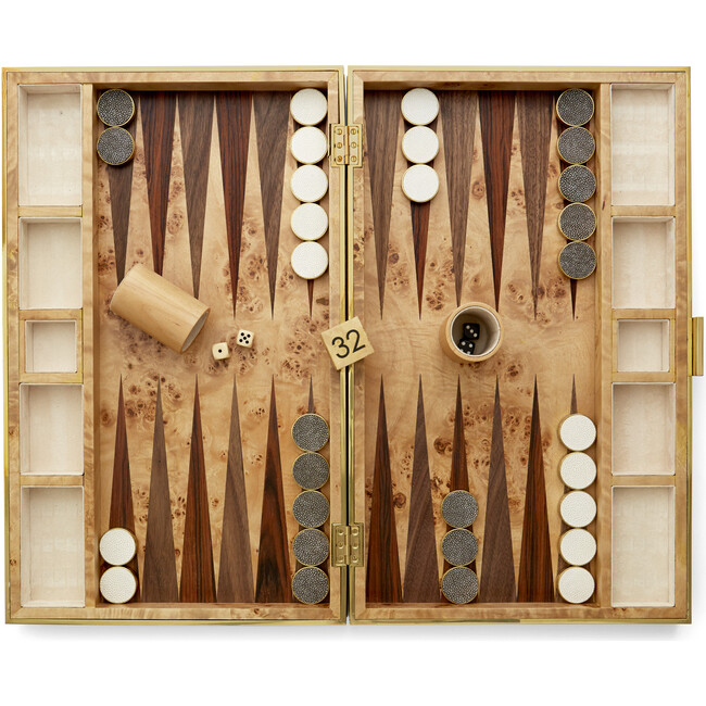 Shagreen Backgammon Set, Cream - Board Games - 4