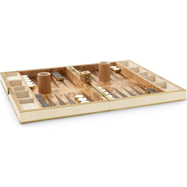 Shagreen Backgammon Set, Cream - Board Games - 5