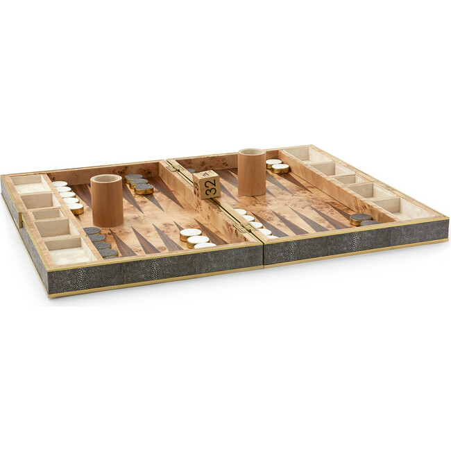 Shagreen Backgammon Set, Chocolate - Board Games - 4