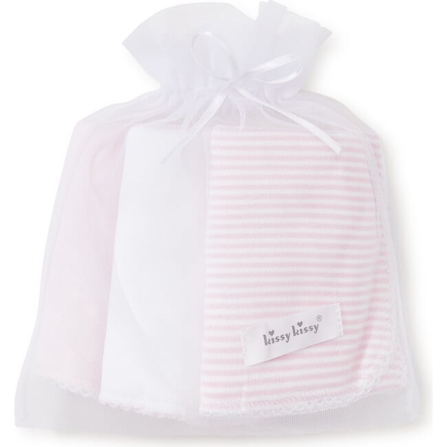 3pc Striped Burp Cloth Set, Pink