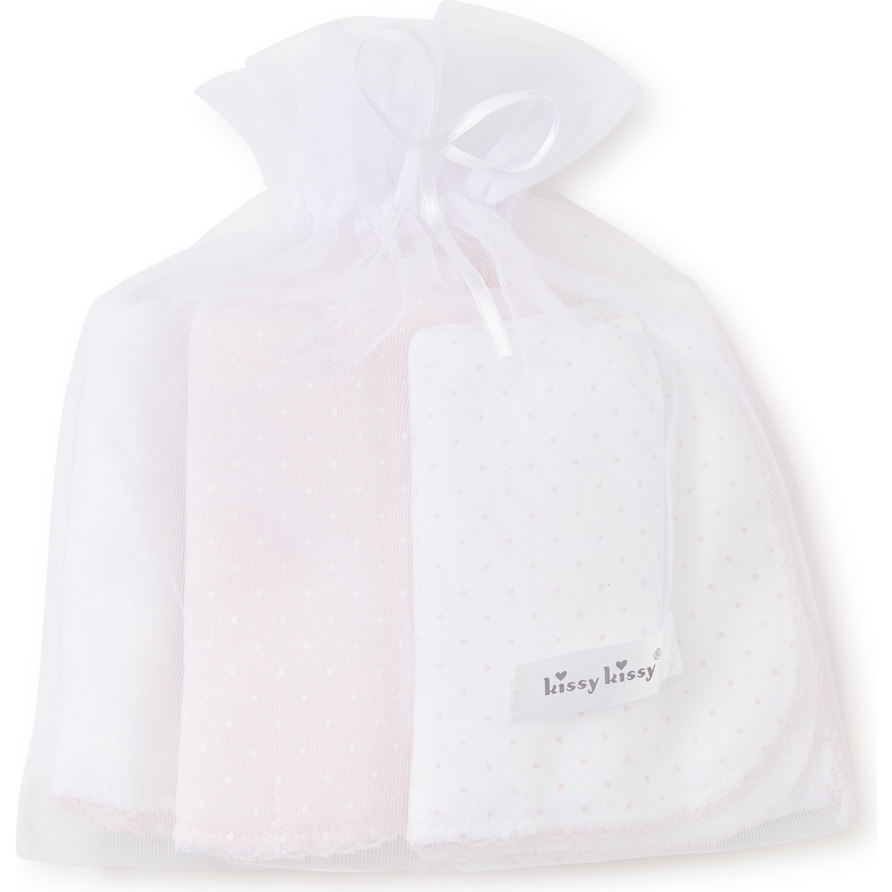 3pc Dotted Burp Cloth Set, Pink - Bibs - 1