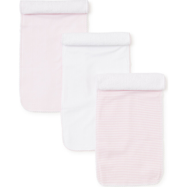 3pc Striped Burp Cloth Set, Pink - Bibs - 2