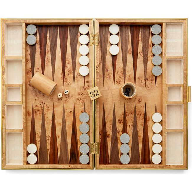 Shagreen Backgammon Set, Dove - Board Games - 2