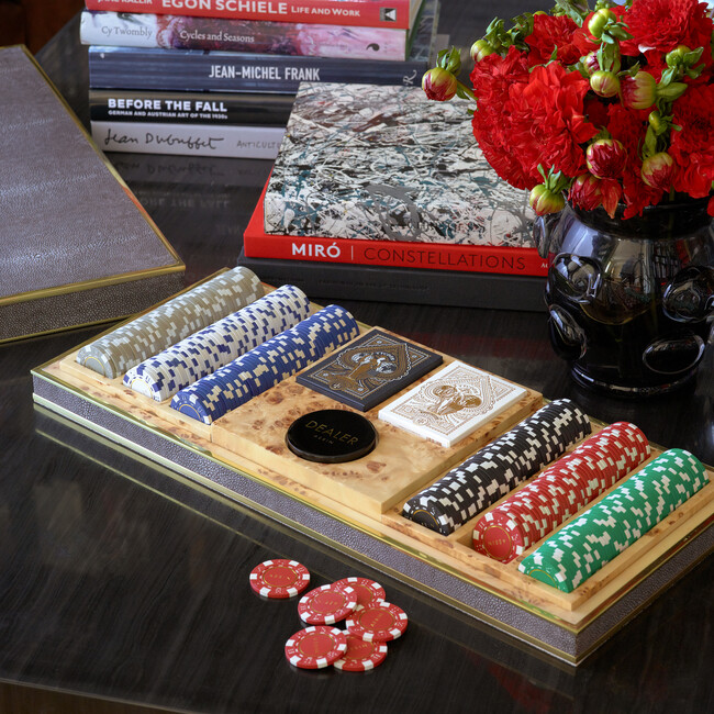 Shagreen Poker Set, Chocolate