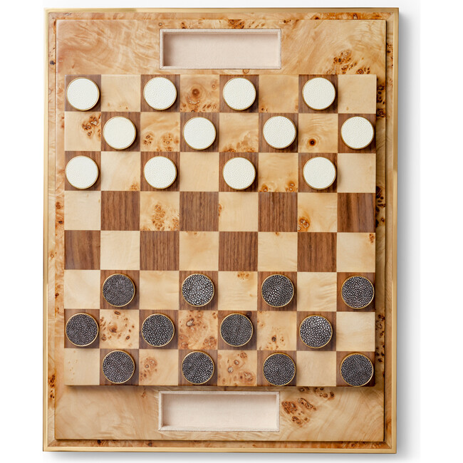 Shagreen Checkers Set, Cream - Games - 2