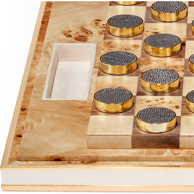 Shagreen Checkers Set, Cream - Games - 4