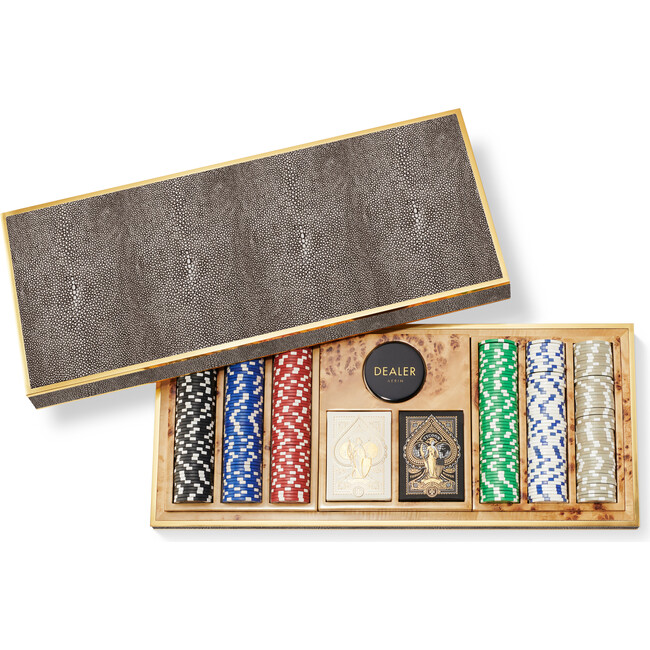 Shagreen Poker Set, Chocolate - Board Games - 5