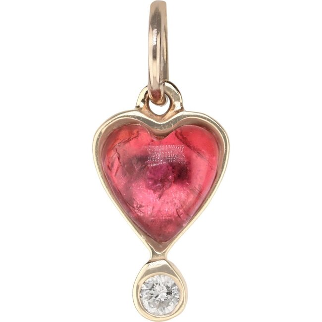 Byrdie Heart Charm, Pink Tourmaline - Necklaces - 1