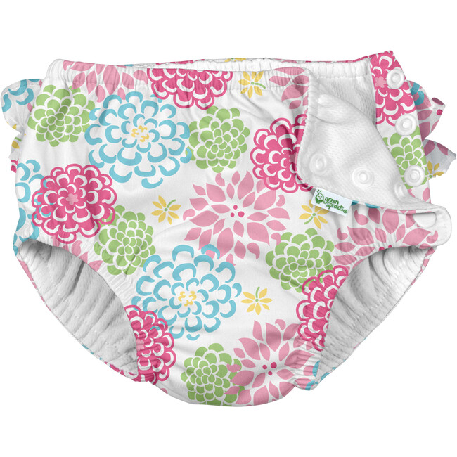 Reusable Swim Diaper & Rashguard Set, White Zinnia - Green Sprouts Sun ...