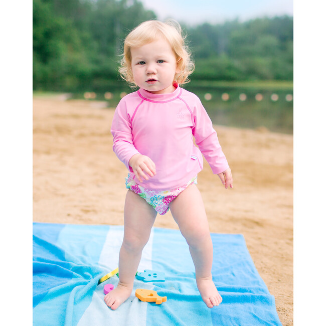 Reusable Swim Diaper & Rashguard Set, White Zinnia - Rash Guards - 4