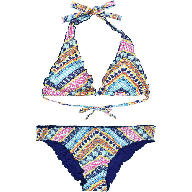 Sienna Bikini Bottoms, Pink and Aqua - Two Pieces - 1