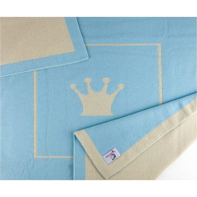 Cashmere Little Crown Blanket, Blue - Blankets - 3