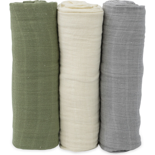 Cotton Muslin Swaddle Blanket 3 Pack, Fern Set