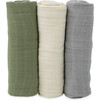 Cotton Muslin Swaddle Blanket 3 Pack, Fern Set - Swaddles - 1 - thumbnail