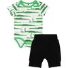 Striped Croc Bodysuit & Pant Set, Green - Mixed Apparel Set - 1 - thumbnail